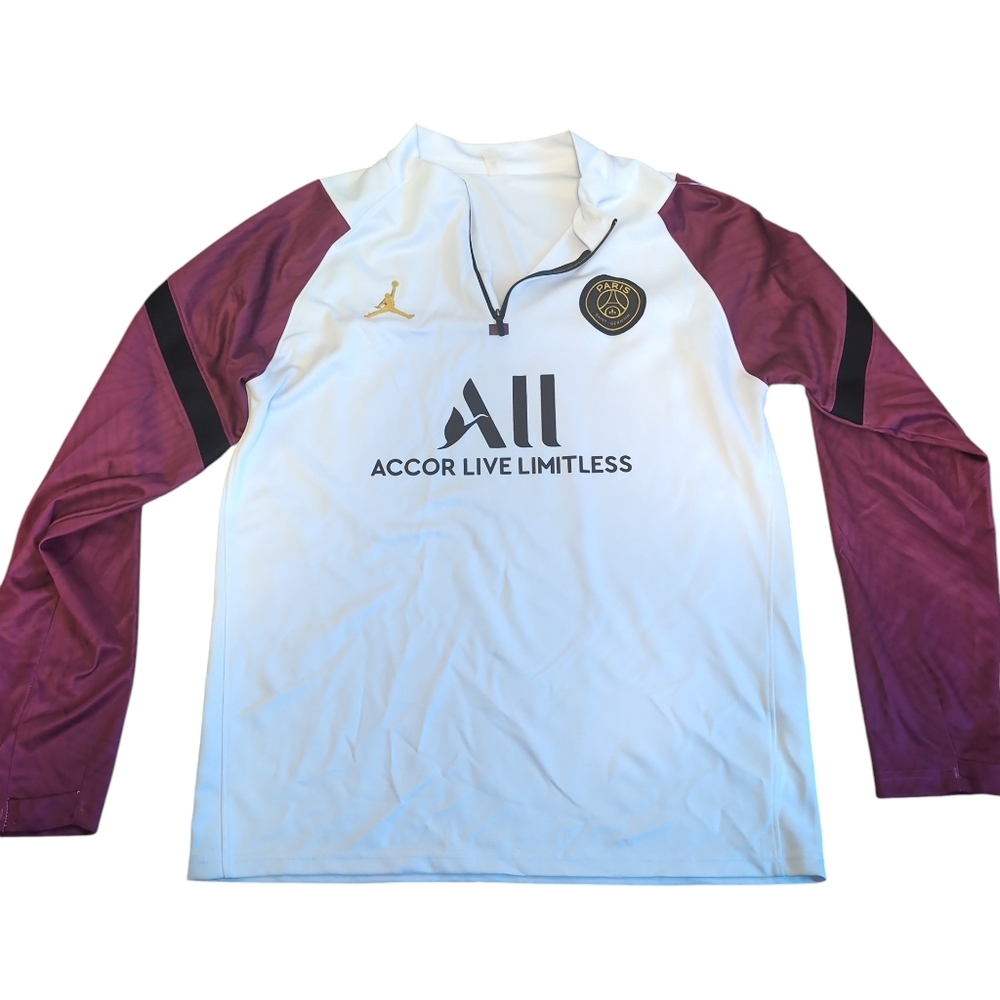 Mens White and Maroon Paris Saint German Tracksuit Top